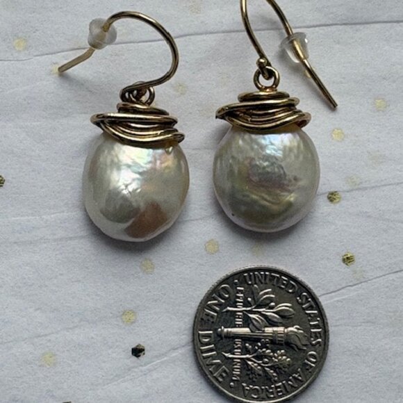 Ross-Simons coin drop pearl earrings - Picture 3 of 4